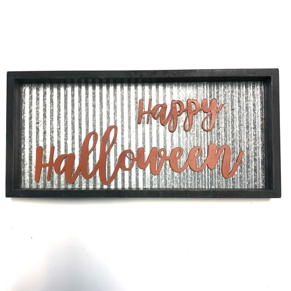 NWT Sixtrees Happy Halloween Wood Tin Sign - Picture 1 of 4